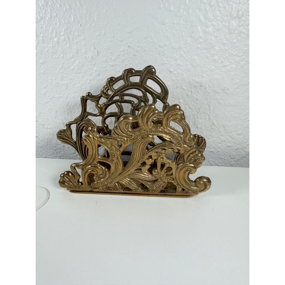 Vintage Teleflora Butterfly Napkin Holder Gold Metal Table Decor